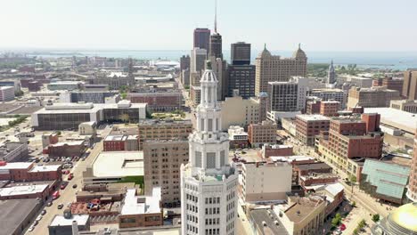 vídeo aéreo 4k de buffalo new york skyline