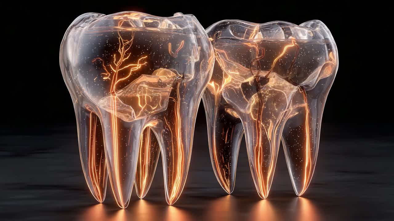 A Glimpse into the Futuristic Presentation of Teeth: An Artistic Representation Highlighting the Intricacies of Dental Structures with a Cosmic Energy Twist