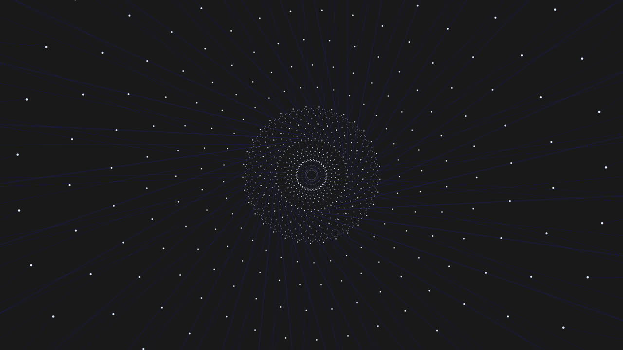 patrón circular simétrico puntos blancos sobre un fondo negro