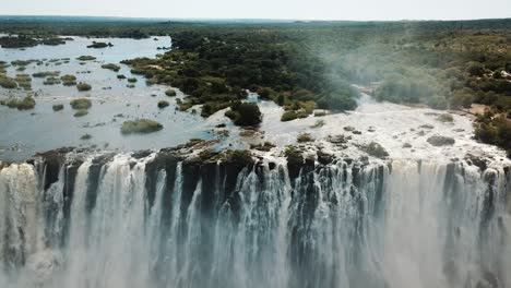 Aerial-View-Victoria-Falls,-Shungu-Namutitima-at-the-Border-of-Zimbabwe-and-Zambia-in-Africa