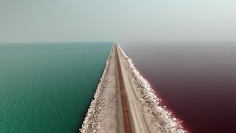 travel the beautiful pink and blue water lake from the great salt lake in utah