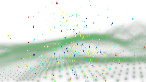 animation of confetti and spots on white background