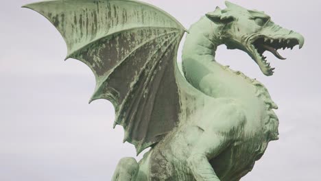 ljubljana dragon bridge statue close-up in historic slovenian city
