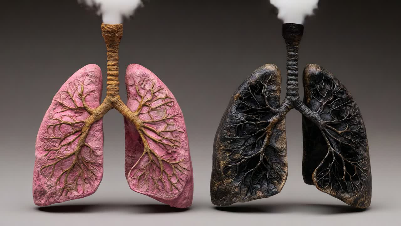 A Visual Contrast of Healthy and Damaged Lungs: Exploring the Effects of Pollution and Disease Through Artistic Representation in Two Distinct Frames