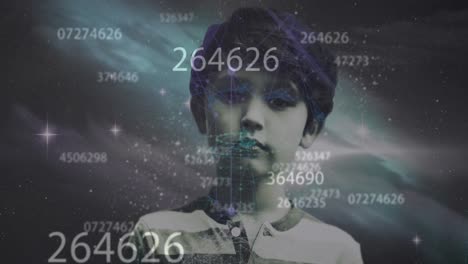 animación de la interfaz digital con iconos y procesamiento de datos. tecnología de red informática global