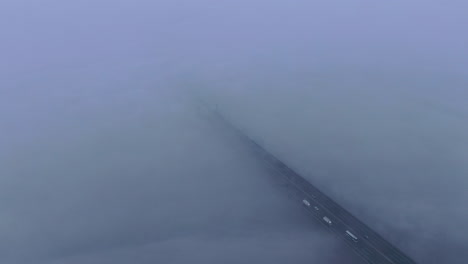 highway bridge over a cloud of dreamy atmosphere