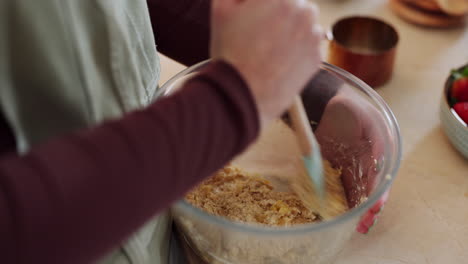 cooking, mixing or hands in kitchen for cake