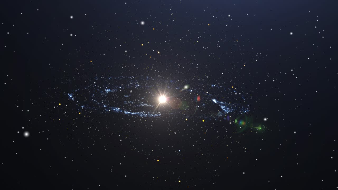 별들로 둘러싸인 우주의 밝은 빛