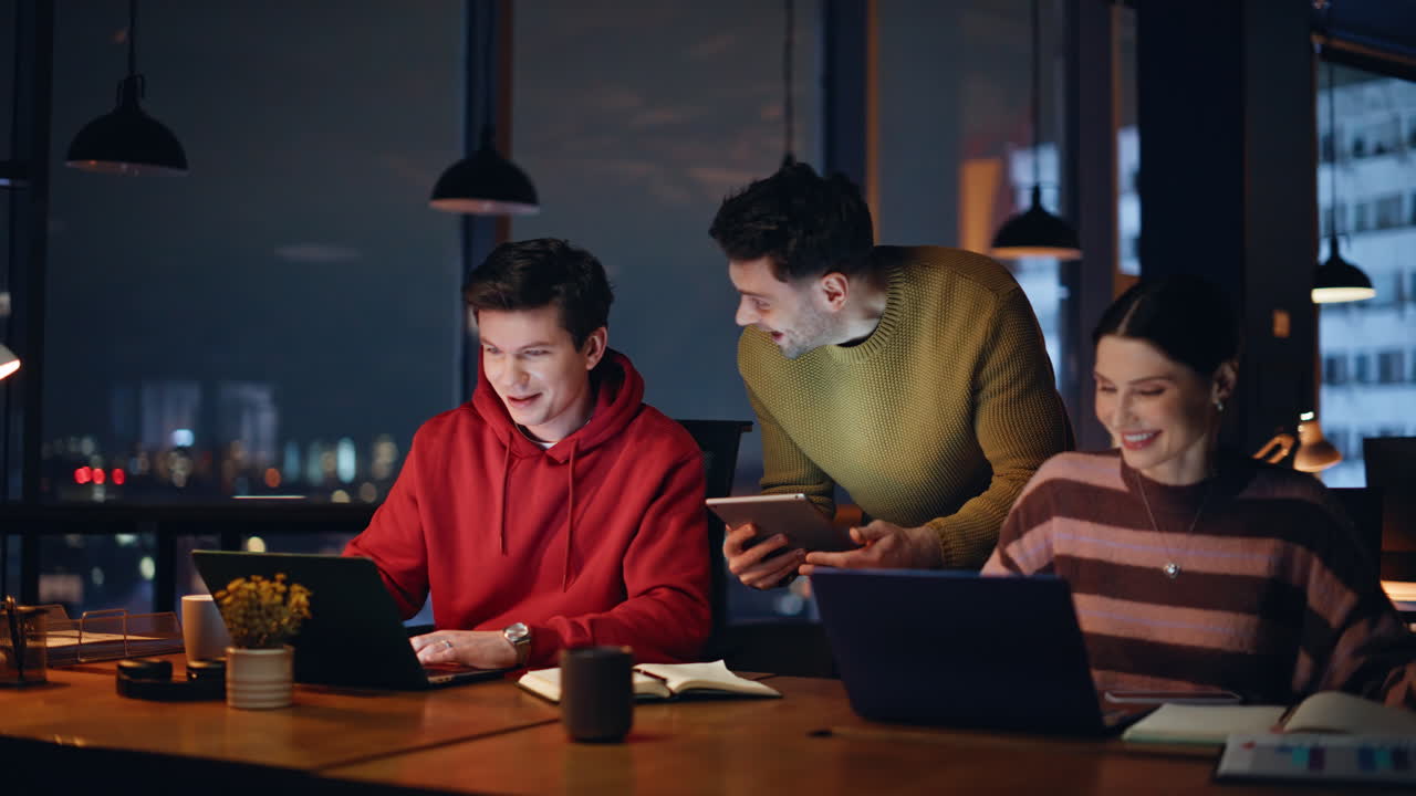 Team Working Late in Office