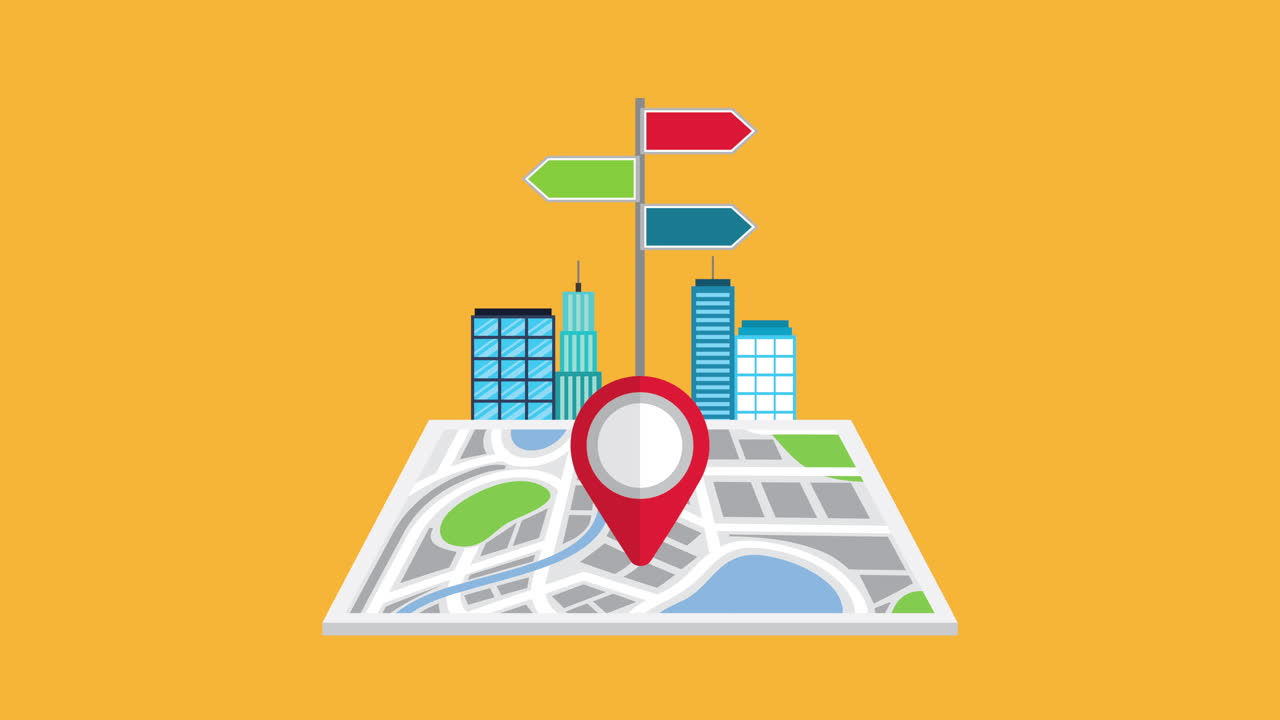 guía de mapas en papel con paisaje urbano