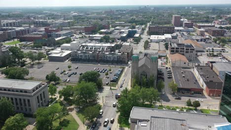 Aerial-View-of-church-in-city