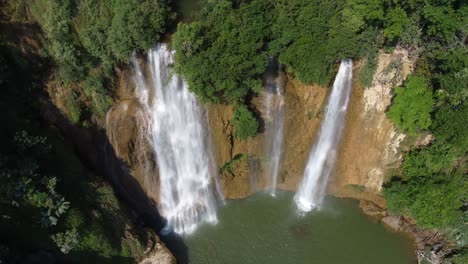 a stunning shot of thi lo su waterfall, located deep in the jungle, off the beaten track in the backpacker's paradise country of thailand in the area of umphang in southeast asia