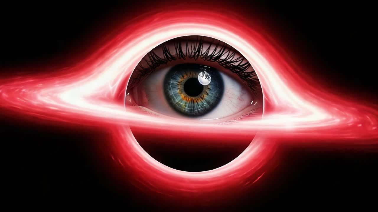 A captivating representation of an eye surrounded by a swirling vortex of light, symbolizing the intersection of perception and cosmic phenomena in a stunning visual metaphor