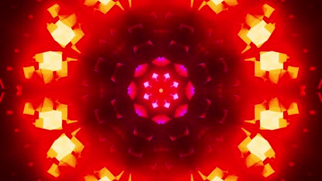 colorful abstract pattern with blue and red lights. kaleidoscope vj loop