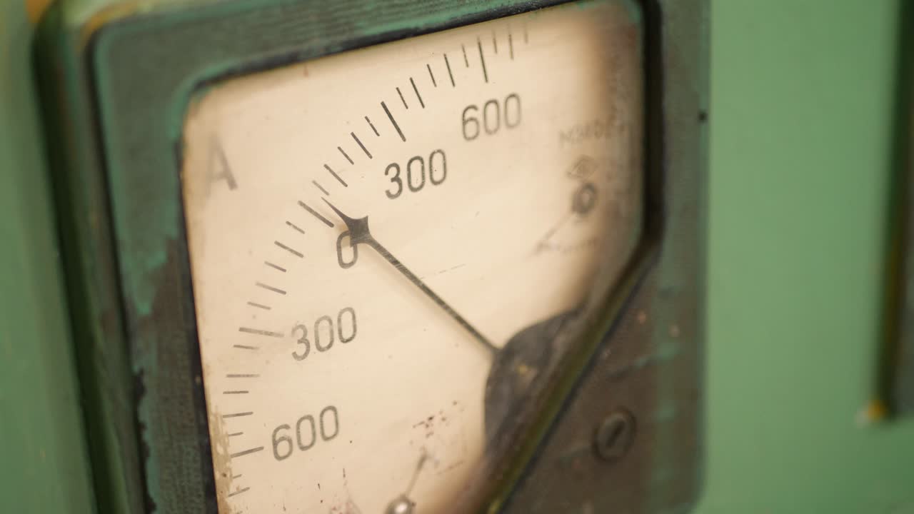 viejo dispositivo de medición analógico de amperímetro de polvo retro