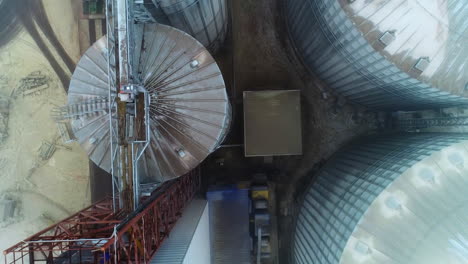 aerial view of grain silos and agricultural facility