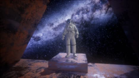 astronauta en una base espacial en el espacio profundo