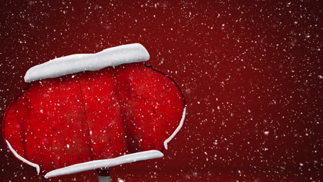 animación de nieve cayendo sobre un letrero de madera con espacio de copia