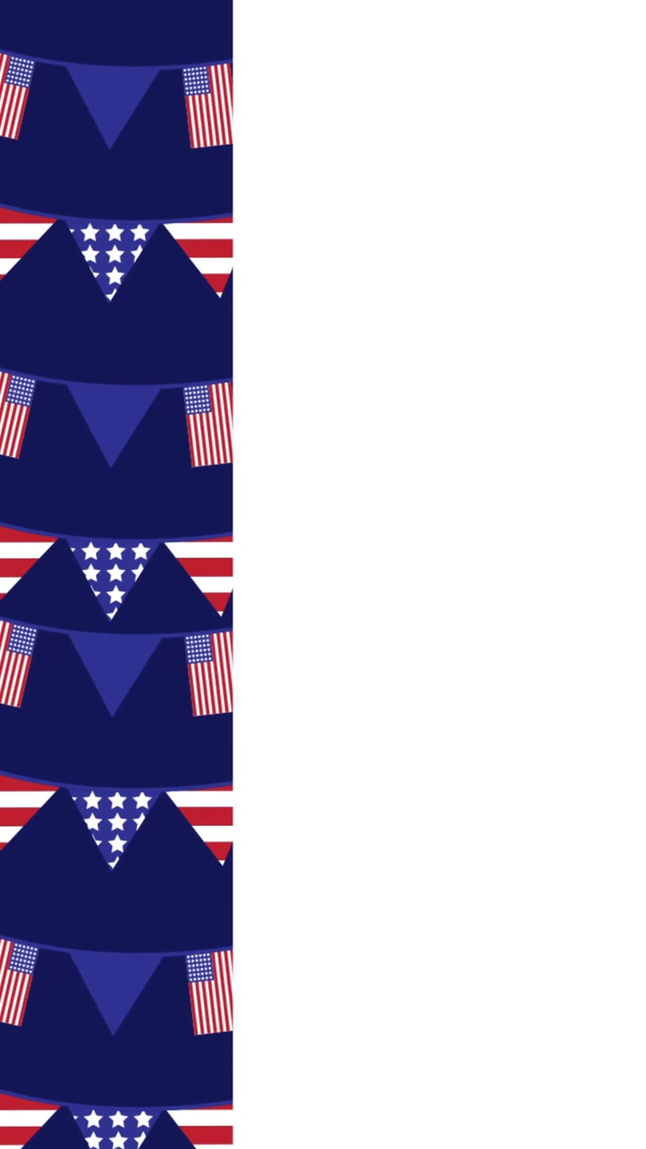 Animazione dei colori rosso, bianco e blu della bandiera americana con spazio per il testo su sfondo bianco