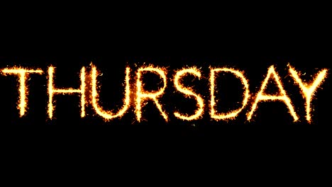 thursday  text sparkler glitter sparks firework loop animation