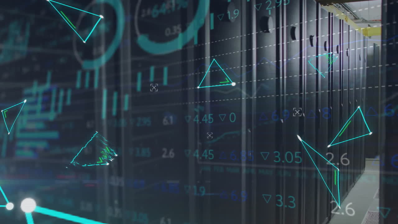 animación del procesamiento de datos digitales a través de servidores informáticos