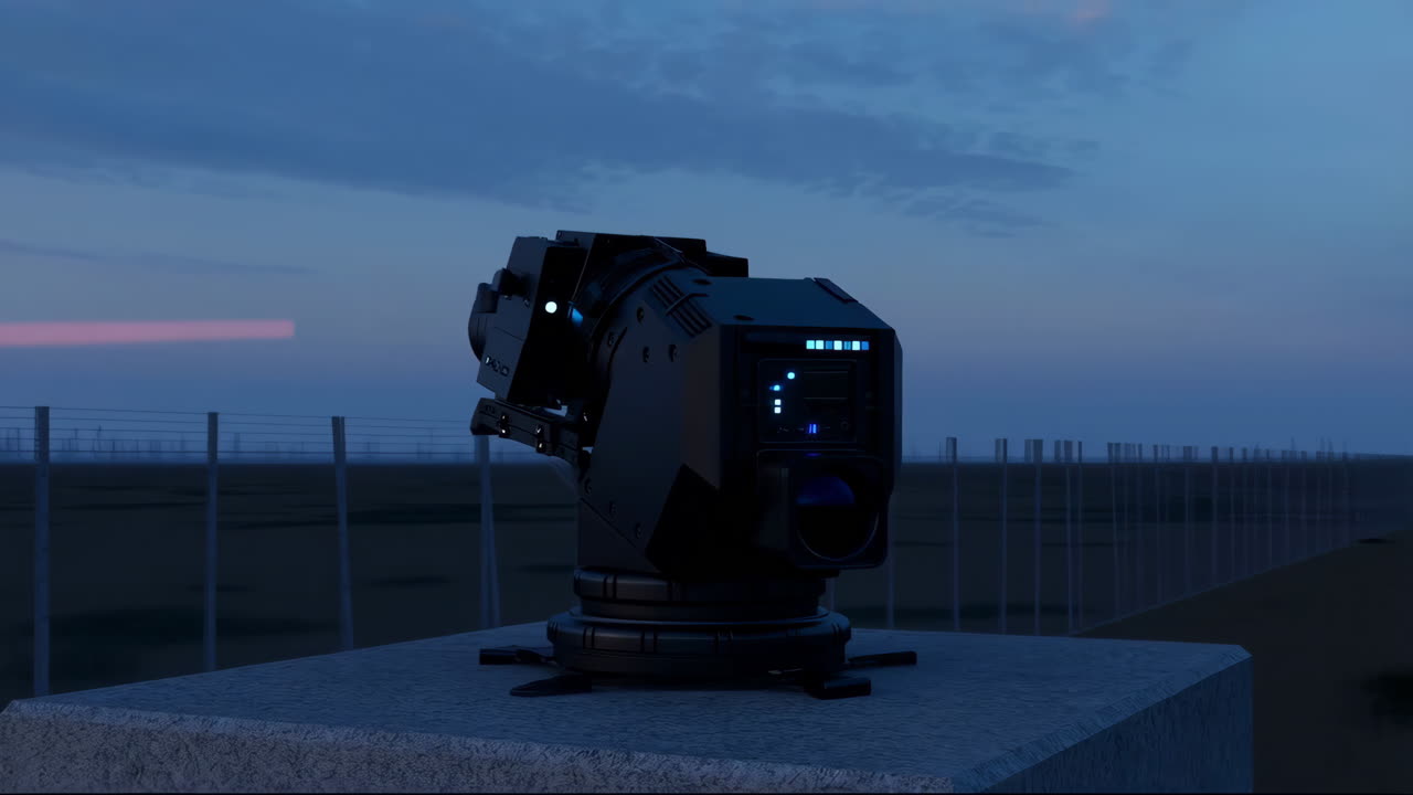Futuristic Turret at Night