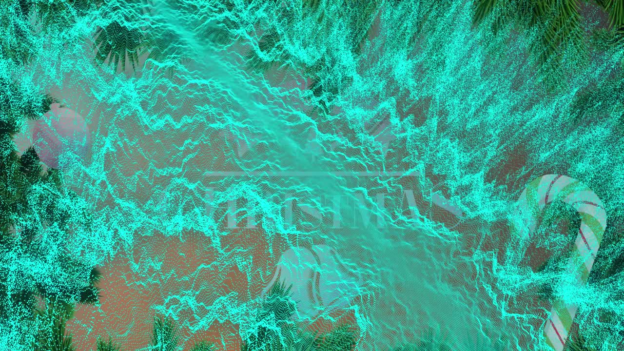 animación del texto de feliz navidad sobre el mar