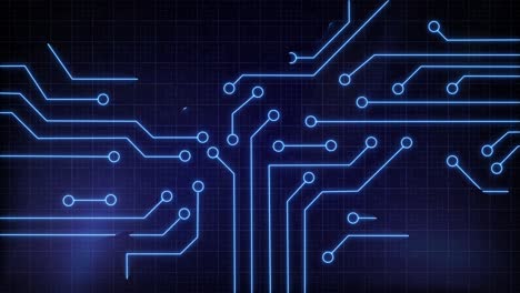 Digital circuit neon lines bilding up