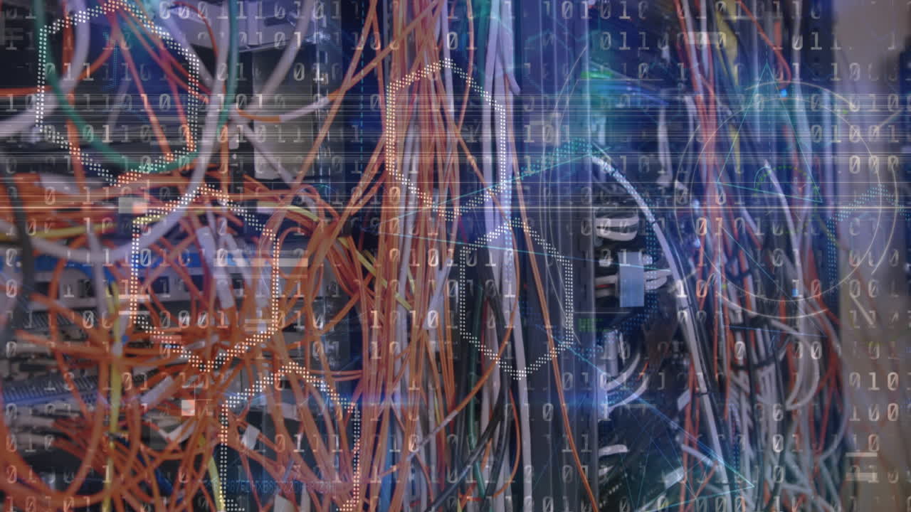 animación del procesamiento de datos en la sala de servidores