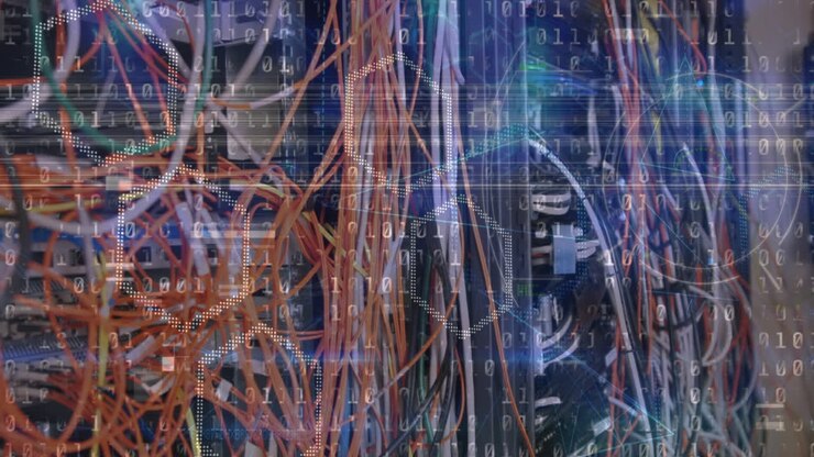 Animation of data processing over server room