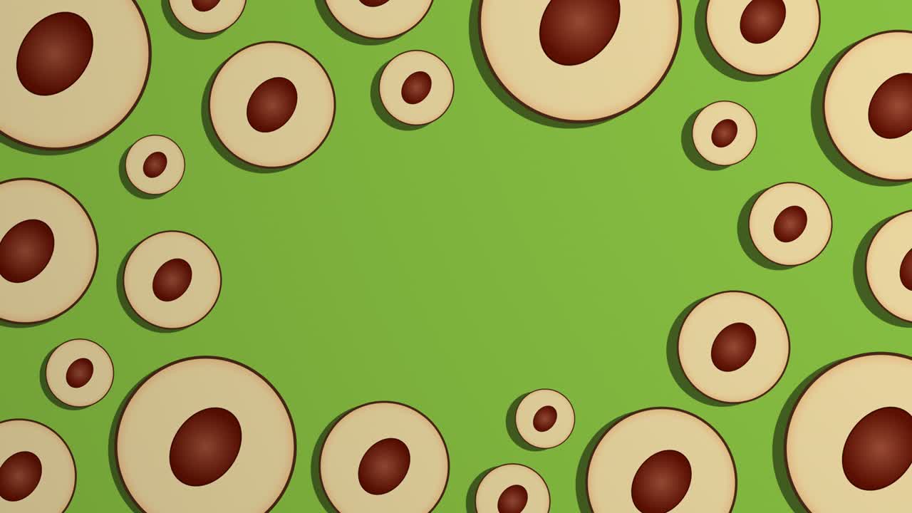 Rotating Avocado slices pattern and copy space