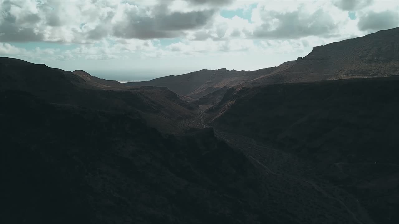 Flying through the mountains in Gran Canaria, Spain