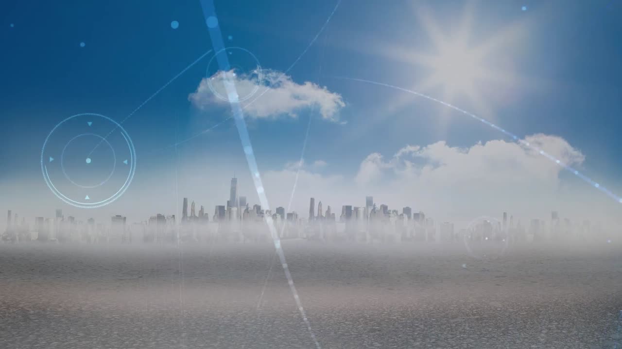 도시 풍경에 대한 연결 네트워크의 애니메이션