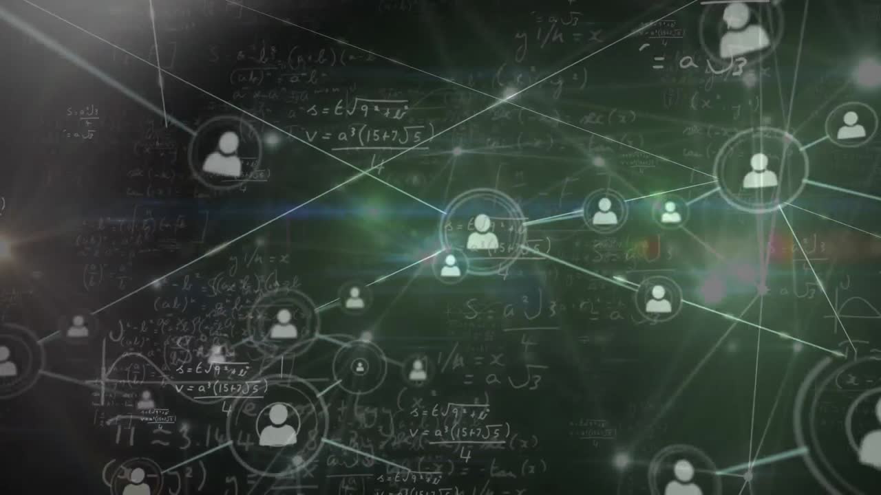 Animation af forbindelsesnetværk med ikoner over databehandling