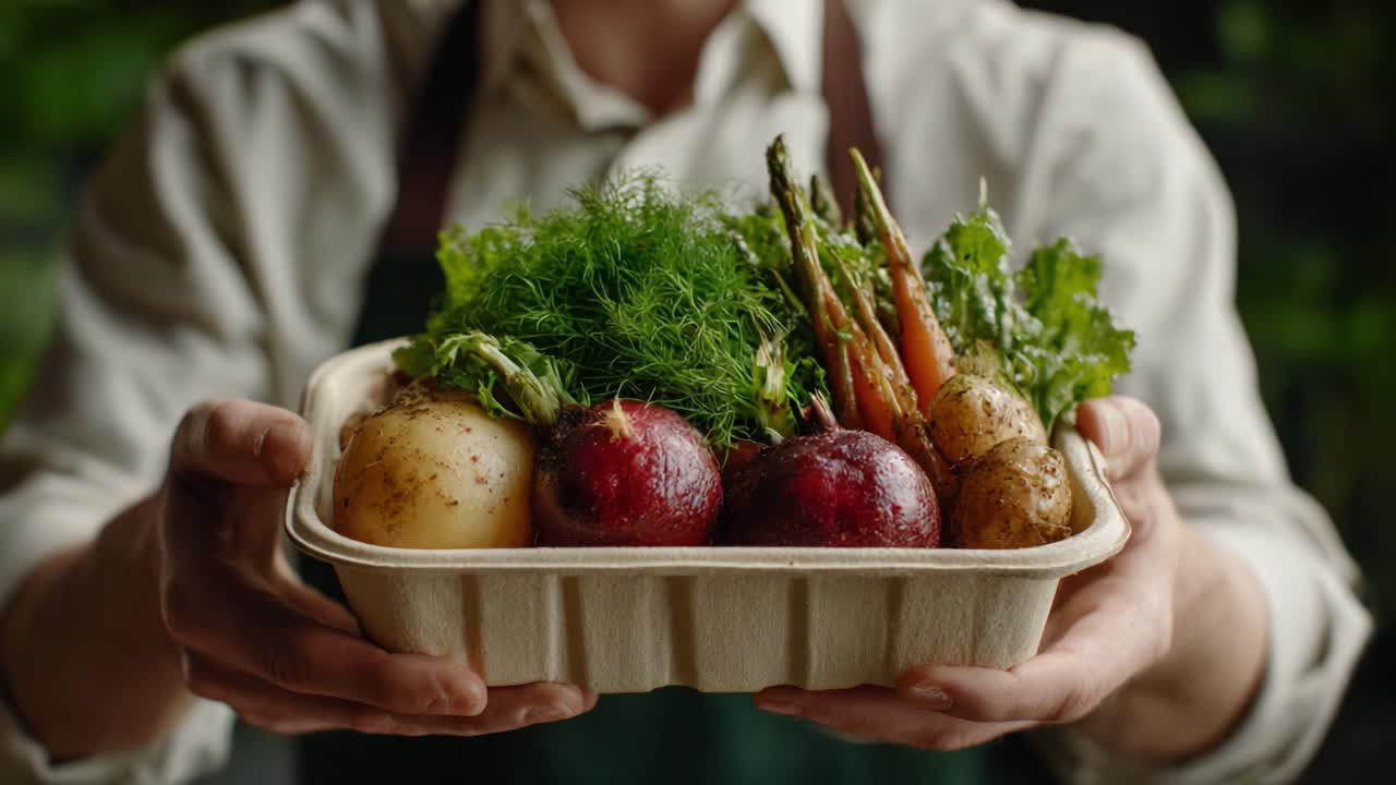 A Fresh Harvest Display: A Divergent Approach to Presenting Vibrant Vegetables with Rich Textures and Colors in a Natural Setting