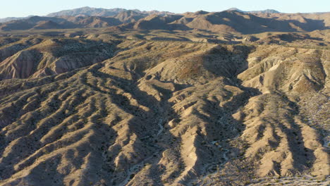 desert badlands mountainous landscape, aerial view