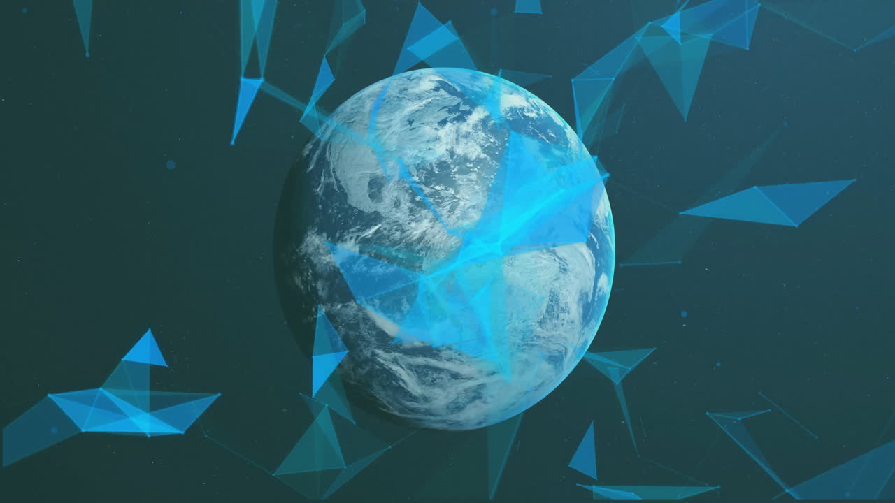 검은색 배경에 전 세계 연결 네트워크의 애니메이션