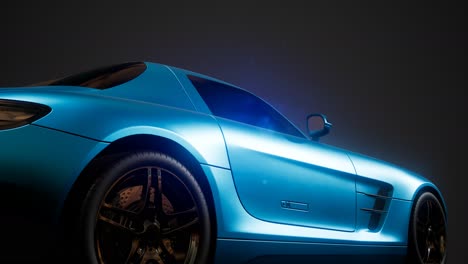 coche deportivo de lujo en un estudio oscuro con luces brillantes