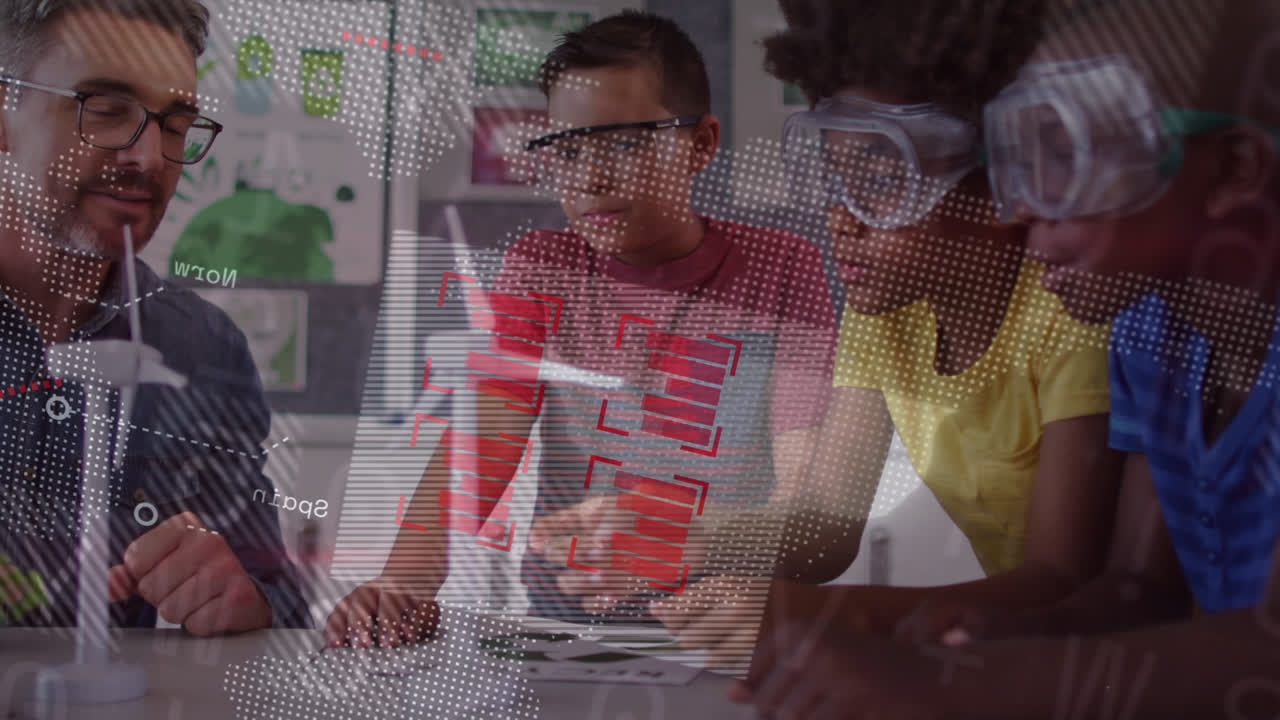 Animation of data processing over diverse school children and teacher