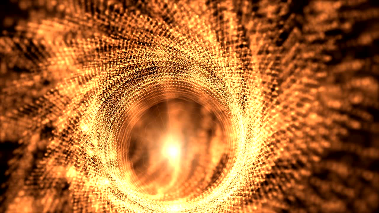 4k intro túnel naranja partícula de movimiento sin costuras fondo