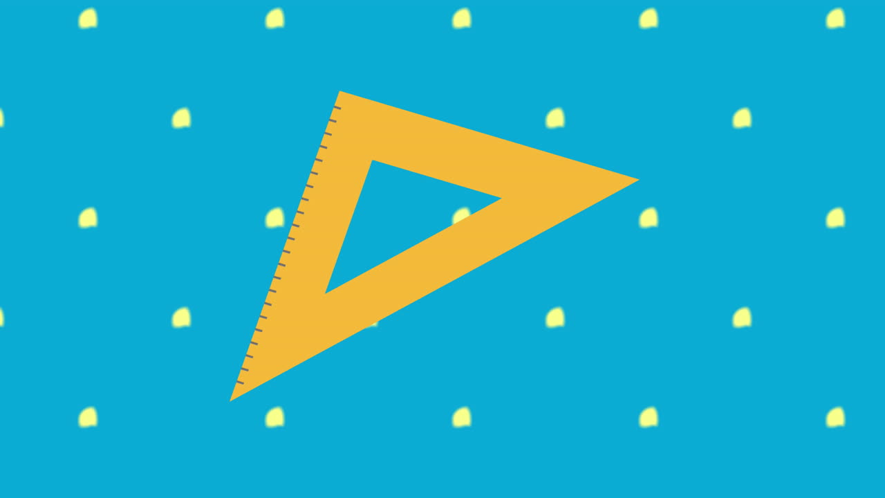 animación de la regla sobre la espalda al texto de la escuela con gafas y despertador en patrón abstracto