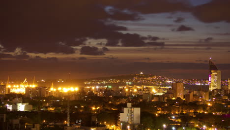 Time-lapse-of-Montevideo-Uruguay-port-day-to-night