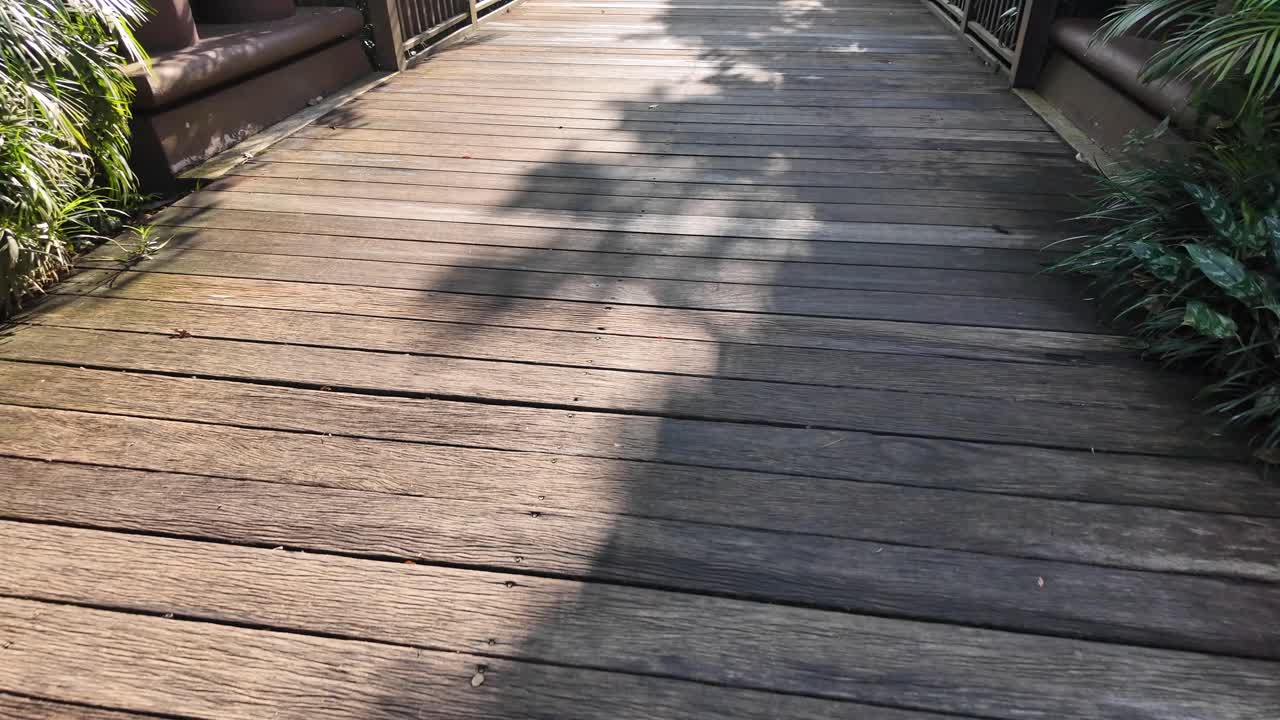 A wooden boardwalk