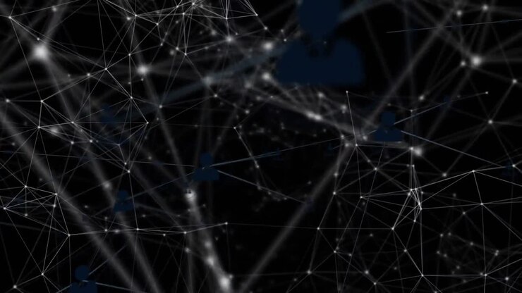 Animazione di una rete di connessioni su sfondo nero