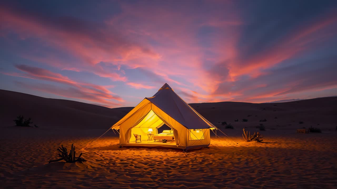 Luxury Tent in the Desert at Night