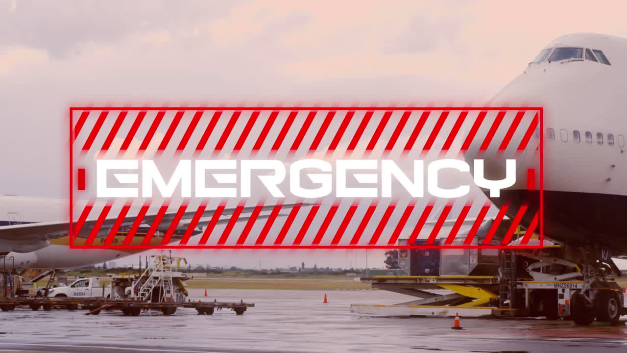 배경 에 있는 공항 에 대한 긴급 텍스트