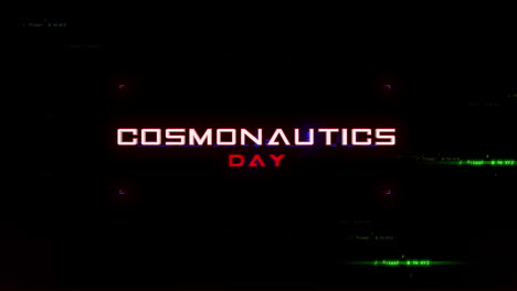 cosmonautics day futuristic neon sign illuminated in vibrant colors