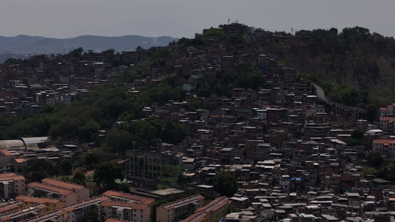 Poor city living accommodation, overcrowding urban population, aerial