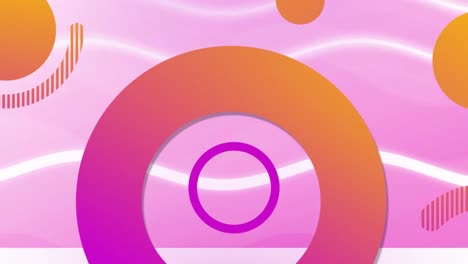 animation of vibrant colour circles over pink patterned background