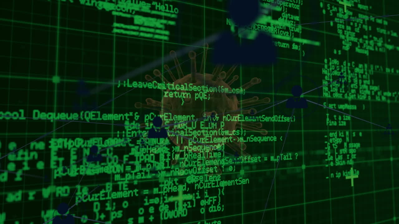 red de iconos de perfil y procesamiento de datos contra células y vasos sanguíneos de covid-19